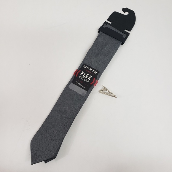 Van Heusen Other - Van Heusen Flex Collar Neck Tie w Tie Clip NWT